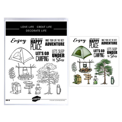 Outdoor Camping Tent Dies & Stamps Set