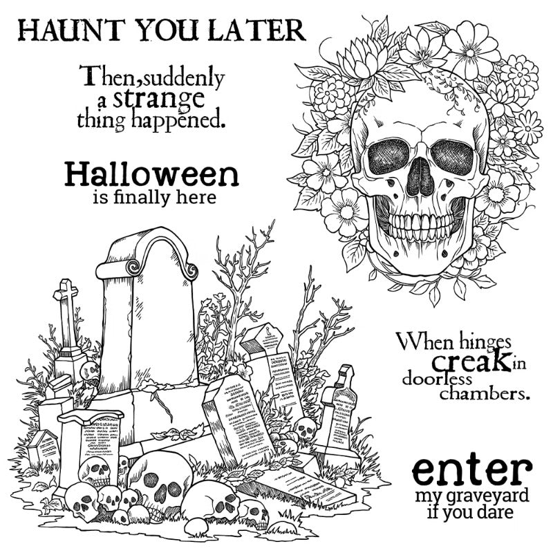 Halloween Skeleton Tomb Dies & Stamps Set