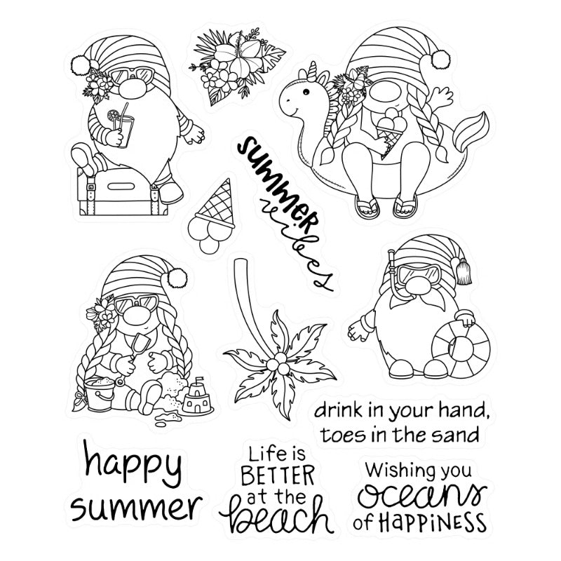 Summer Gnomes Beach Vacation Dies & Stamps Set