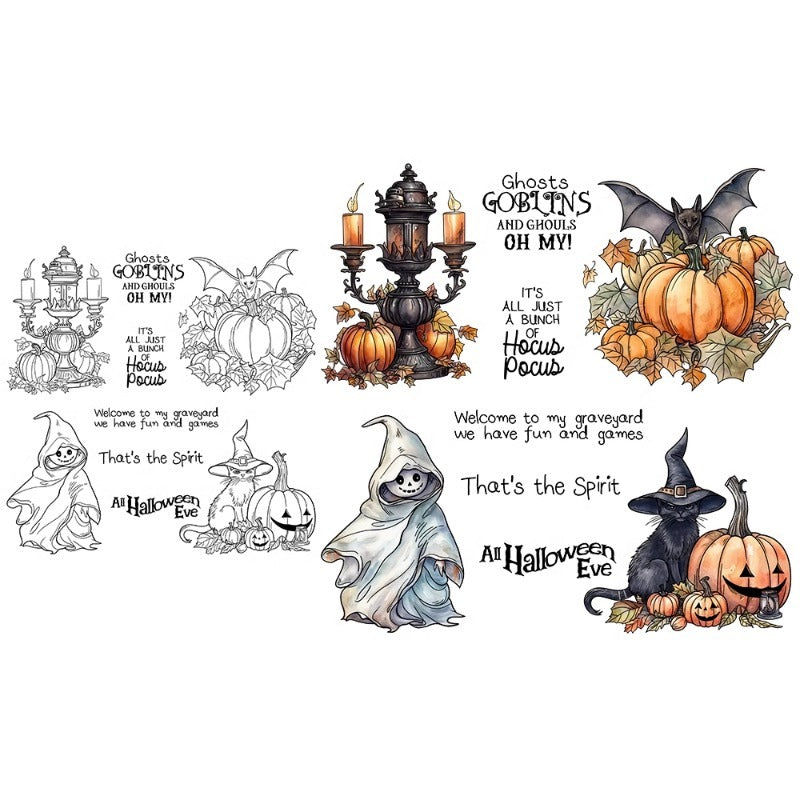 Halloween Pumpkin Ghost Bat Dies & Stamps Set