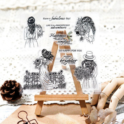 Beautiful Ladies & Flowers Clear Stamps