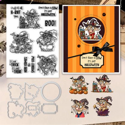 Halloween Cute Cow Dies & Stamps Set