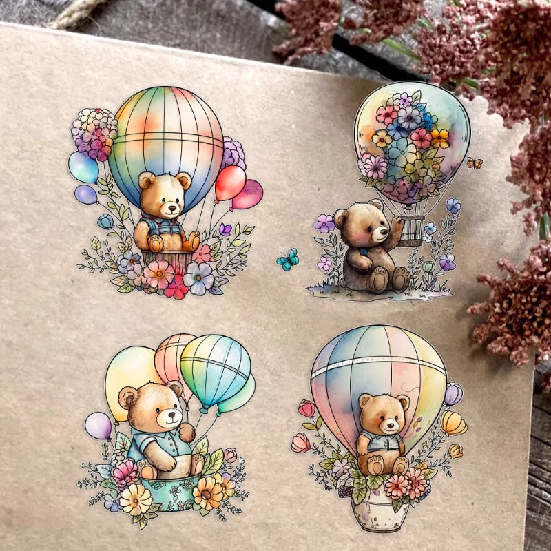 Cute Bear In Hot Air Balloons Clear Stamps