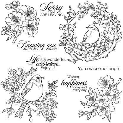 Spring Birds And Flowers Clear Stamps