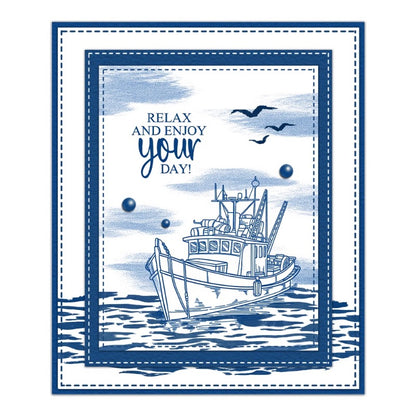 Father Fishing and Fishing Boat Clear Stamps