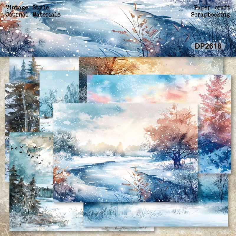 A5 Frozen Snowy World Journal Scrapbook Paper