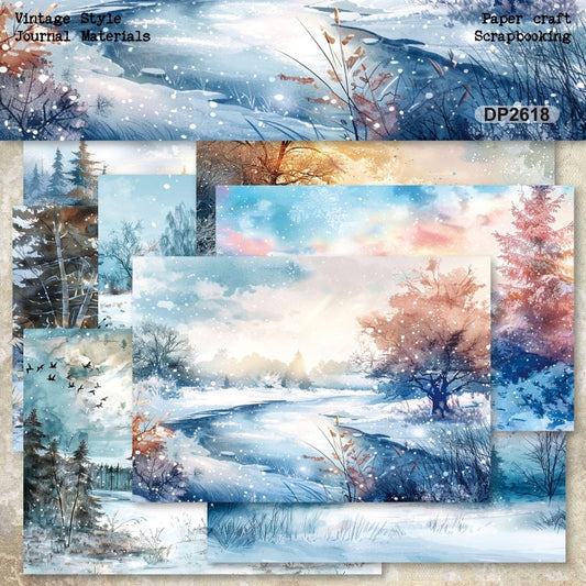 A5 Frozen Snowy World Journal Scrapbook Paper
