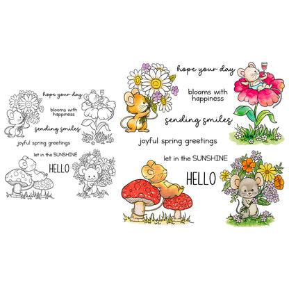 Flowers and Mice Dies & Stamps Set