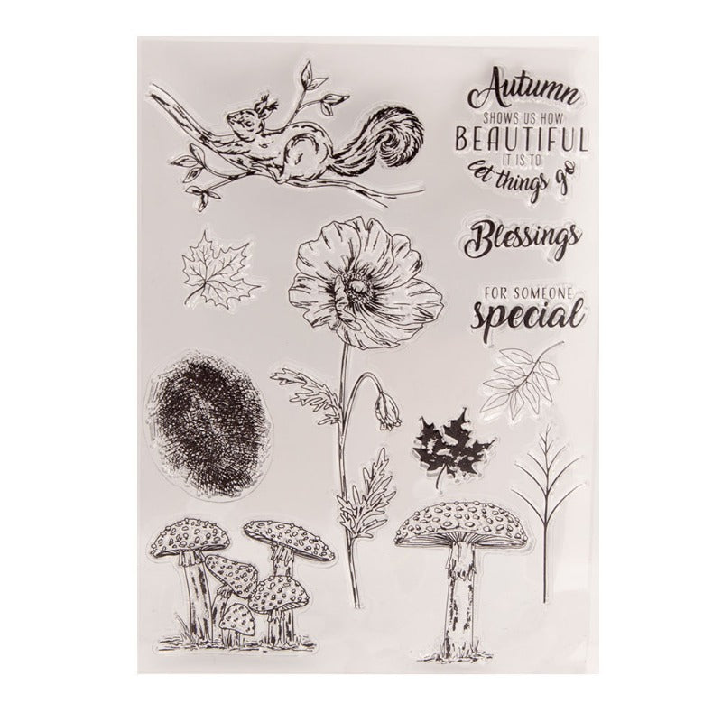 Mushroom Squirrel Flower Clear Stamps