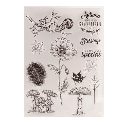 Mushroom Squirrel Flower Clear Stamps