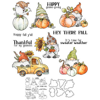 Thanksgiving Gnome Pumpkins Dies & Stamps Set