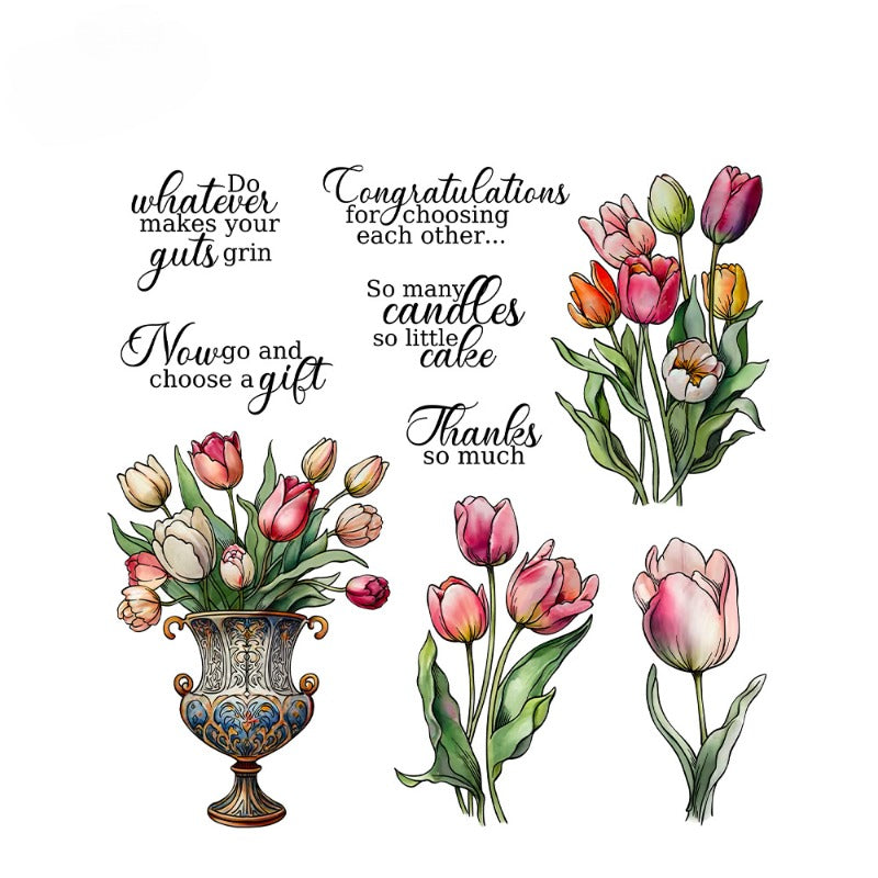 Beautiful Tulip Dies & Stamps Set
