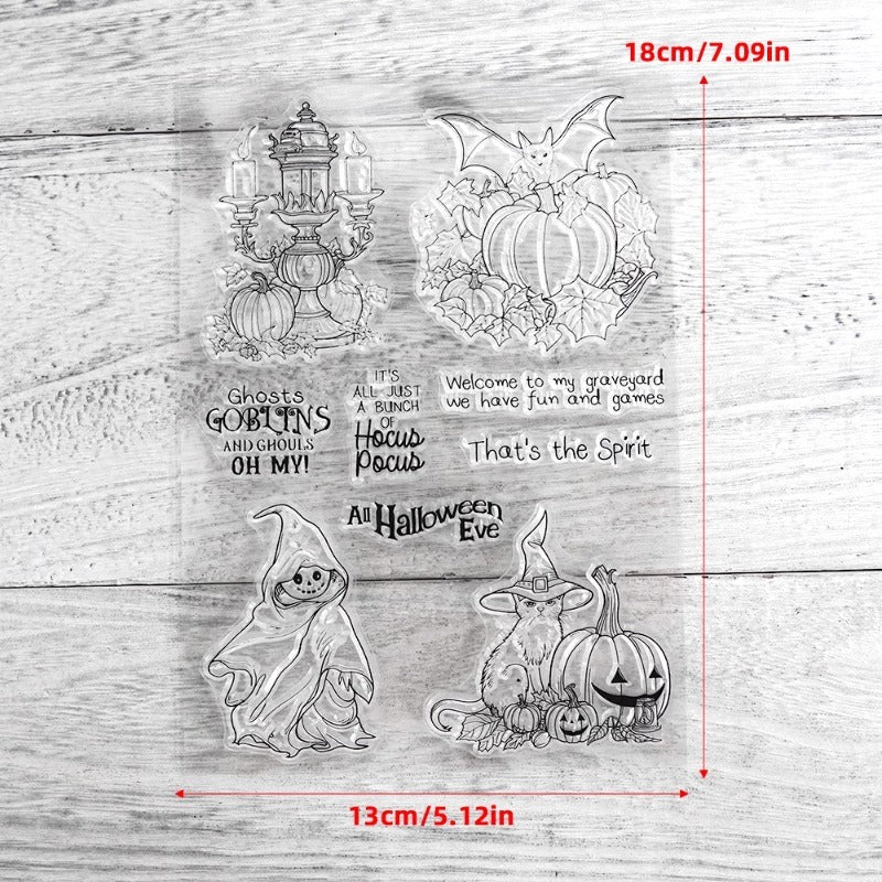 Halloween Pumpkin Ghost Bat Dies & Stamps Set