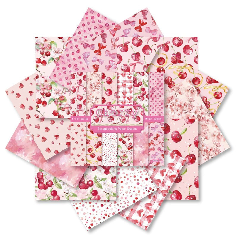 24PCS 6" Cherry Scrapbook Paper & Cardstock