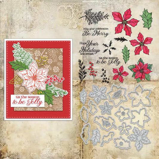 Christmas Poinsettia Dies & Stamps Set