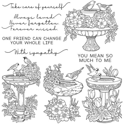 Garden Birds & Flowers Dies & Stamps Set