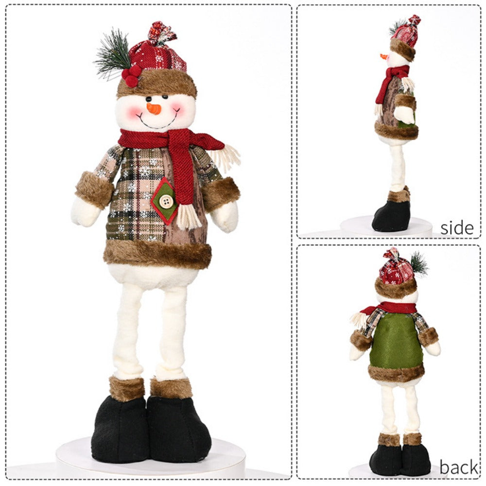 Christmas Retro Plaid Cloth Telescopic Doll Decorations