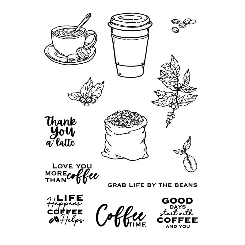 Coffee Beans & Coffee Cup Dies & Stamps Set