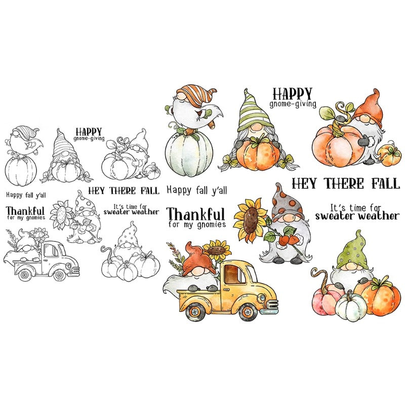 Thanksgiving Gnome Pumpkins Dies & Stamps Set