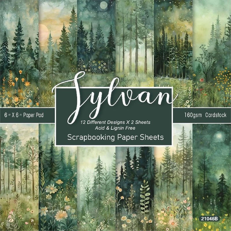 24PCS 6" Sylvan Scrapbook Paper & Cardstock