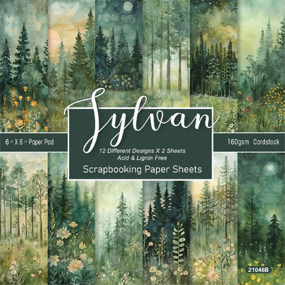 24PCS 6" Sylvan Scrapbook Paper & Cardstock