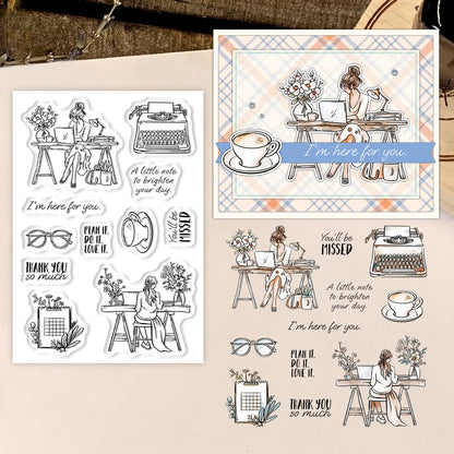 Office Girl Clear Stamps