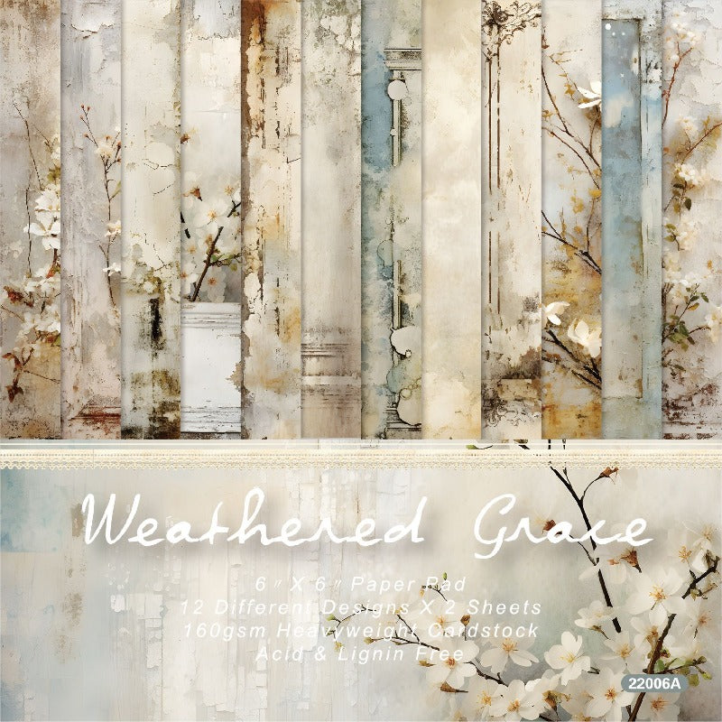 24PCS 6" Weathered Grace Scrapbook Paper & Cardstock