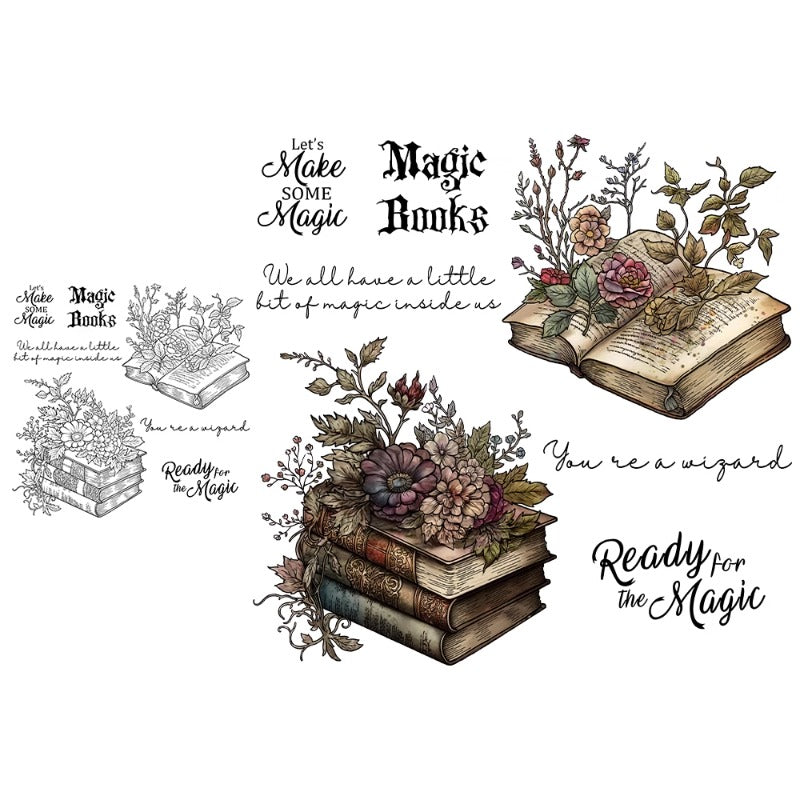 Halloween Magic Book Flowers Dies & Stamps Set