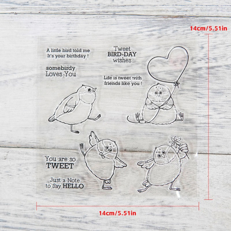 Cute Funny Fat Birds Dies & Stamps Set