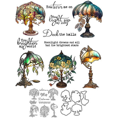 Retro Ornate Table Lamps Dies & Stamps Set