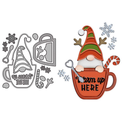 Cute Christmas Gnome Cup Metal Cutting Dies