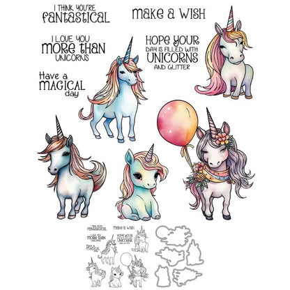 Cartoon Unicorn Dies & Stamps Set