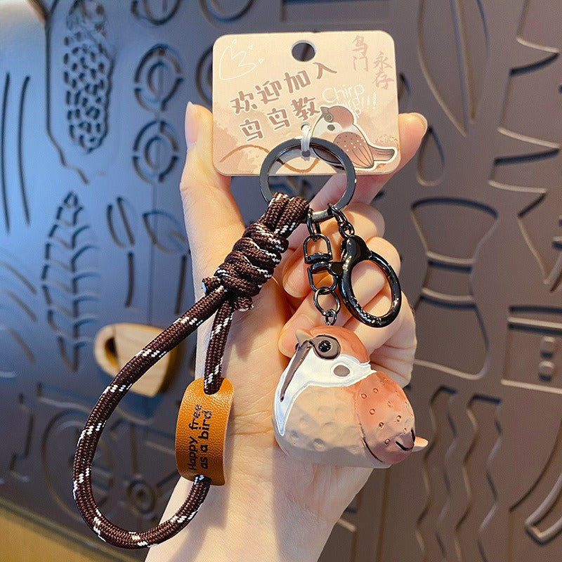 Creative Handmade Wood Carving Bird Keychain