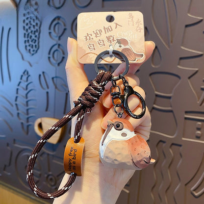 Creative Handmade Wood Carving Bird Keychain