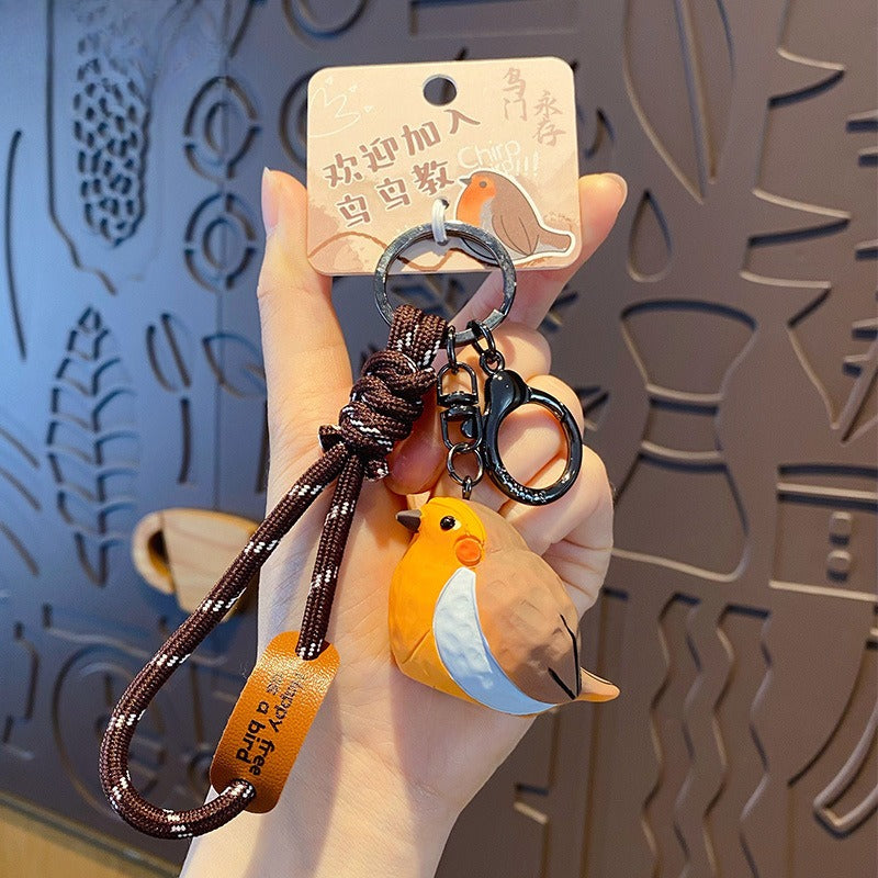 Creative Handmade Wood Carving Bird Keychain