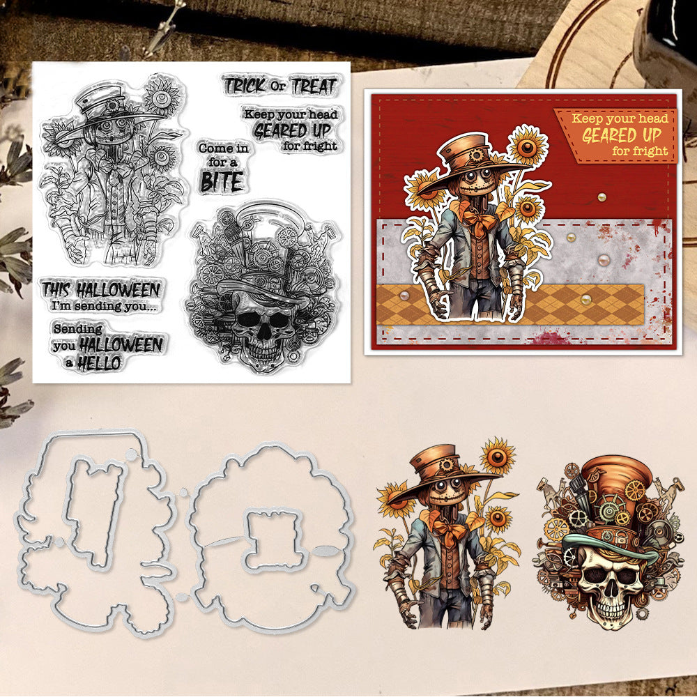 Halloween Mechanical Skull Dies & Stamps Set