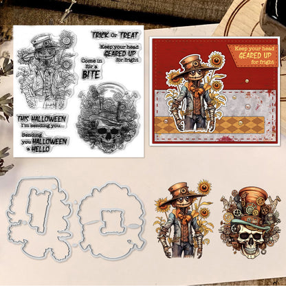 Halloween Mechanical Skull Dies & Stamps Set