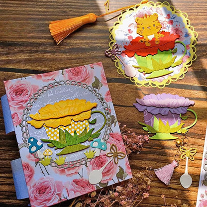 Teacup and Flowers Metal Cutting Dies