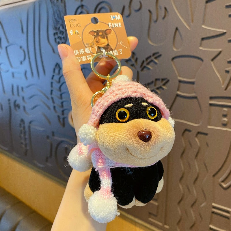 Funny Plush Bee Dog Keychain