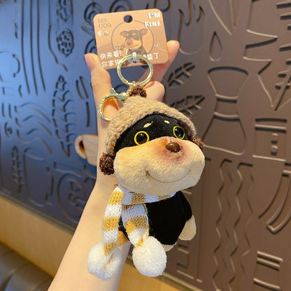 Funny Plush Bee Dog Keychain