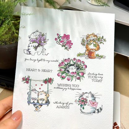 Flowers Cats Clear Stamps