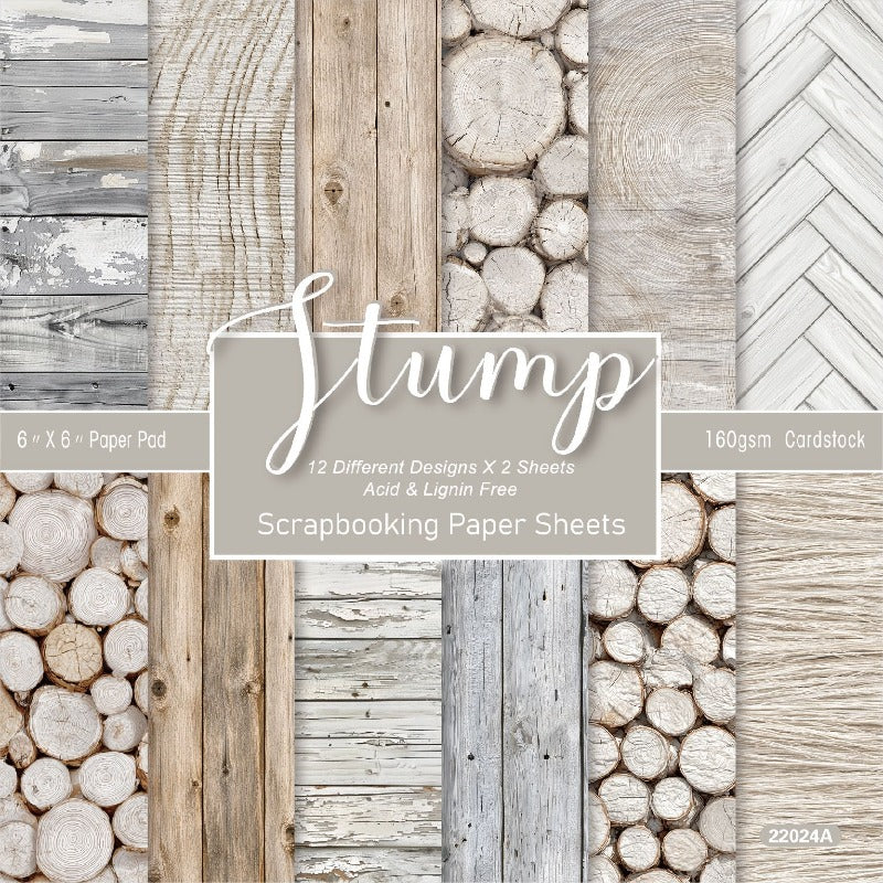 24PCS 6" Stump Scrapbook Paper & Cardstock