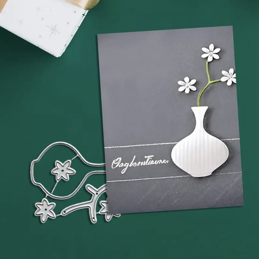 Minimalist Vase with Flowers Metal Cutting Dies
