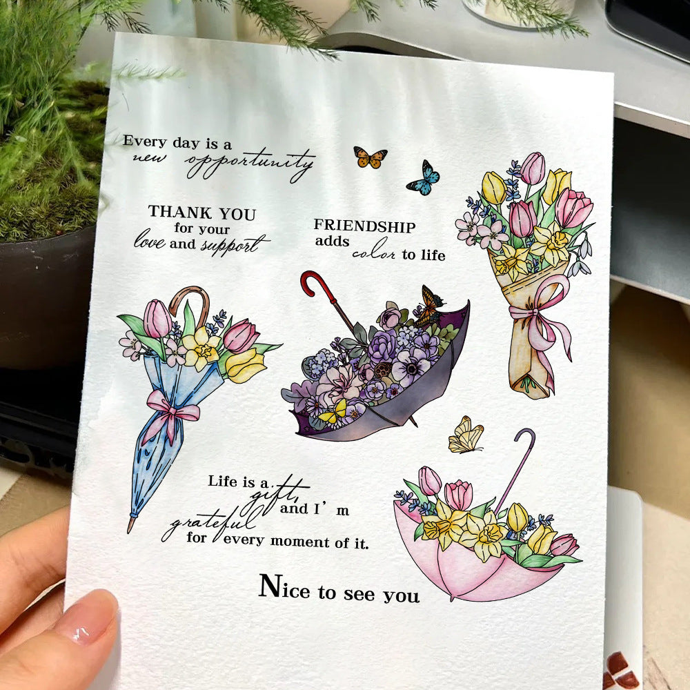 Umbrella Bouquet Clear Stamps