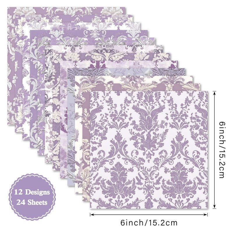 24PCS 6" Lilac Scrapbook Paper & Cardstock