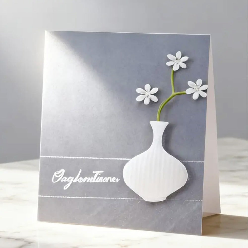 Minimalist Vase with Flowers Metal Cutting Dies