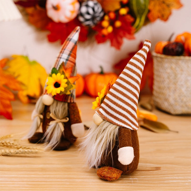 Thanksgiving Plush Doll Decorations with Sunflower Maple Leaves