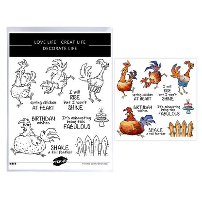 Cute Funny Fat Chicken Dies & Stamps Set