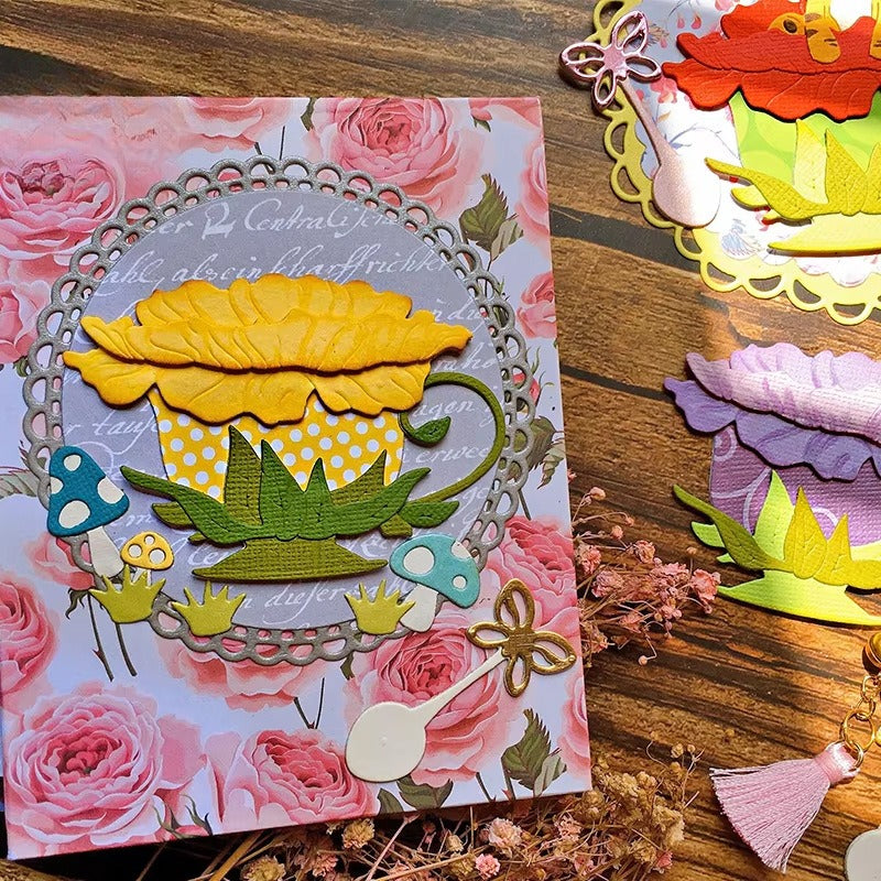 Teacup and Flowers Metal Cutting Dies