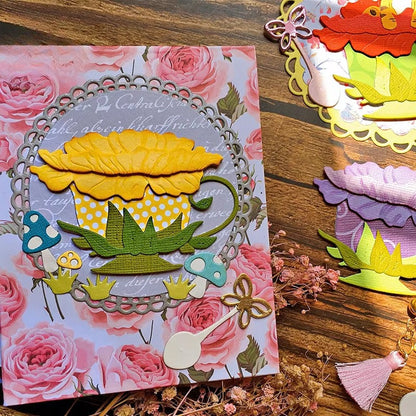 Teacup and Flowers Metal Cutting Dies